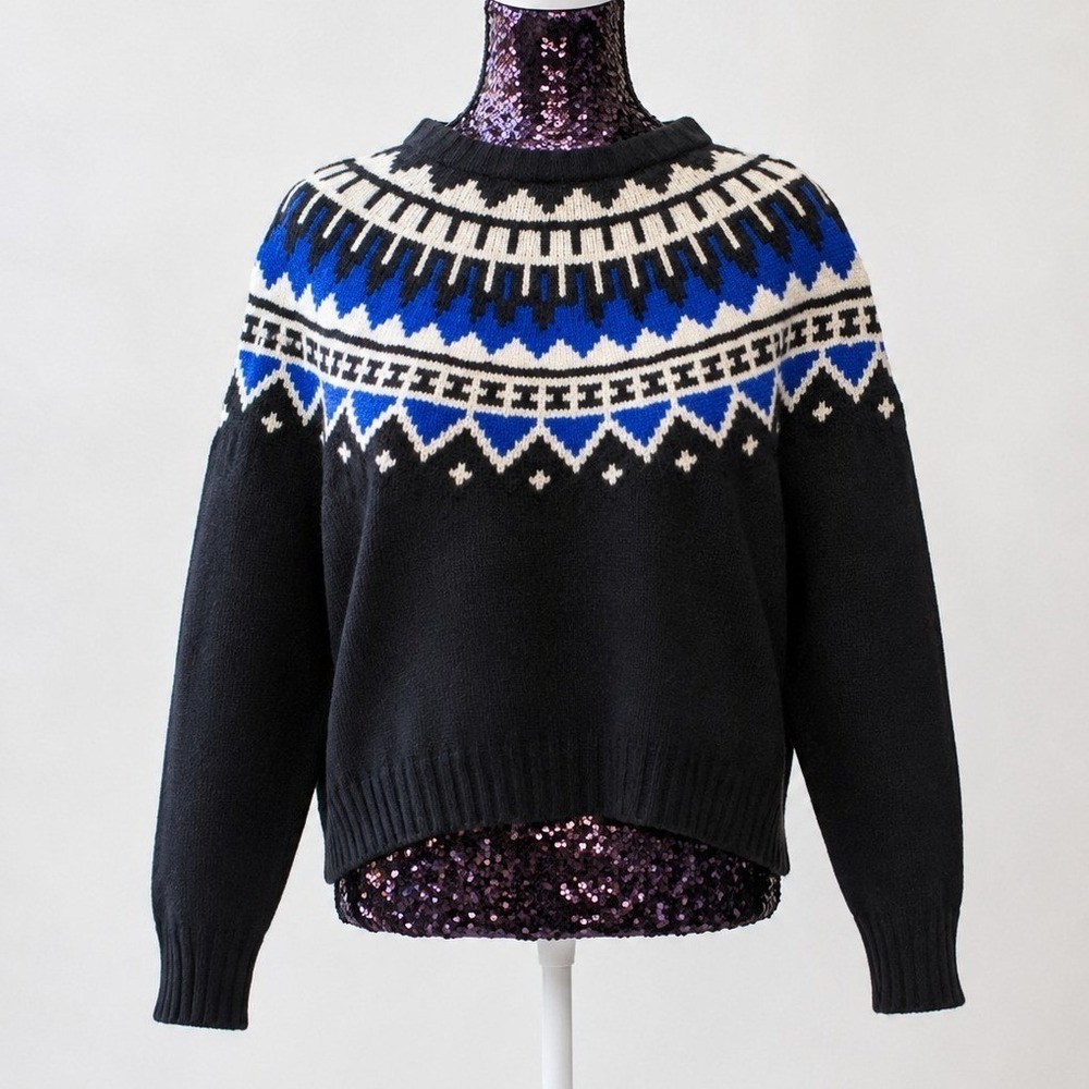Quiet Luxury Fair‎ Isle Polo Ralph Lauren Lambswool Cashmere Sweater M Coastal